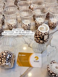 แก้วไวน์เปลือกหอยส่งออกจำนวนมาก แก้วเปลือกหอย Enchante Cup แก้วไวน์เปลือกหอยเวียดนาม ของตกแต่งงานแต่งงานสุดหรู - Product Image 2