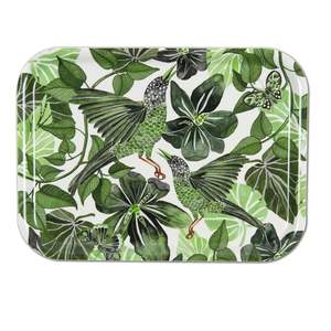 Luxury Enamel Decorative Serving Tray Round Metal Bird Floral Art Large Coffee <b>Table</b> Ottoman Tray Wholesale <b>Home</b> Decor Gifts - Product Image 2