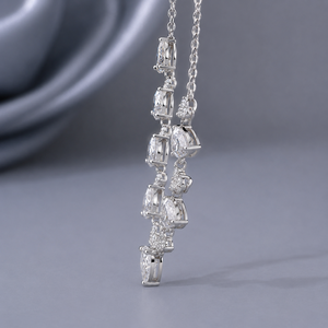 สร้อยคอจี้เพชรโมอิสซาไนต์ทรงหยดน้ำและทรงกลม ทองคำขาว 14K หรูหรา น้ำหนักรวม 2.27 กะรัต เครื่องประดับชั้นดีสำหรับผู้หญิง ของขวัญวันครบรอบ - Product Image 6
