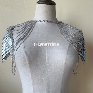 Hombreras de armadura de cadena de escamas de dragón, capas de cadena metálica, anillas metálicas, pieza para el cuello, disfraz de cosplay para festivales - Product Image 4
