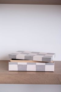 Best Quality Resin Inlay Jewelry Box with <b>Black</b> White Resin Striped Pattern Glossy Phinishd Storage Container for Living Room - Product Image 4