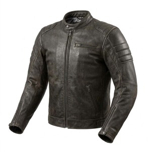 Chaqueta de cuero liso para hombre, chaquetas para hombre, estilo motociclista retro, estilo clásico Cafe Racer, tendencia estadounidense - Product Image 2
