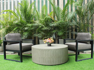Modern Fox Eyes Pattern <b>Round</b> GFRC Concrete Coffee <b>Table</b> Lightweight Weather Resistant Outdoor <b>Patio</b> Furniture - Product Image 3