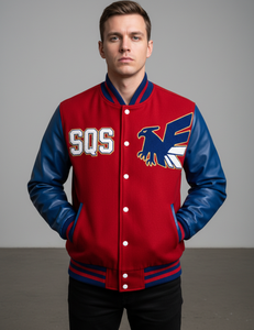 Chaqueta Varsity con Cuello Alto y Bordado Personalizado con Logotipo, Estilo Urbano, Tallas Grandes, Diseño de Letras, Unisex, Chaqueta de Béisbol - Product Image 1