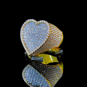 Forma de corazón Hip Hop 10K/14K/18K chapado en oro amor romántico anillos en forma de corazón - Product Image 4