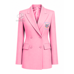 Blazer croisé rose brodé à revers pointus pour femme Gamma Phi Delta Sorority – Veste de costume ajustée pour le bureau et les occasions formelles - Product Image 1