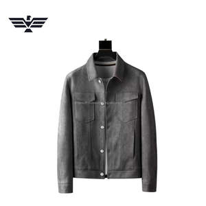 Veste décontractée pour homme en similicuir/daim au design unique, boutonnée, simple boutonnage, teinte unie, style vintage, pour l'hiver, style urbain - Product Image 6