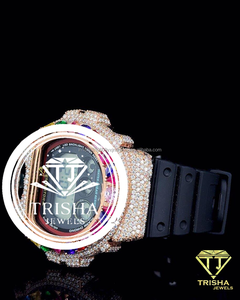 นาฬิกาเพชรโมอิสซาไนต์ VVS ประดับเพชรเรนโบว์แบบ Iced Out ตัวเรือนเงินแท้ 925 นาฬิกาดิจิตอลแบบ Iced Out - Product Image 3