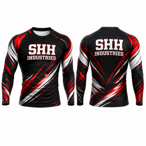 SHH Industries Custom <b>Men's</b> Long Sleeve MMA BJJ Rash Guard <b>Compression</b> <b>Shirt</b> Sublimated Grappling Training Gym Sportswear OEM - Product Image 3