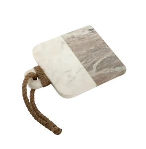 Planche à découper en marbre avec anse en corde, plateau de service pour fromage, planche à découper en marbre de haute qualité, forme carrée, compatible lave-vaisselle - Product Image 1