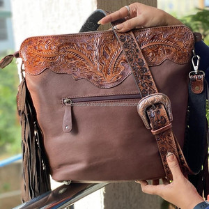 กระเป๋าถือหนังวัวแท้สำหรับผู้หญิงตะวันตกแบบสะพายข้าง - Product Image 5