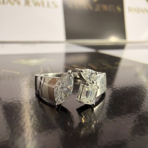 Bijoux en diamant de luxe sur mesure certifiés IGI, sertissage invisible, or blanc 18 carats, diamant de laboratoire taille marquise, bagues pour femmes - Product Image 2