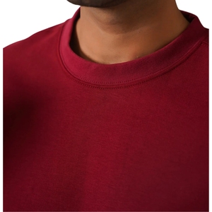 T-shirt rouge à manches courtes pour homme, col rond, coupe classique, couleur unie, jersey tricoté, 100% coton, design uni - Product Image 2