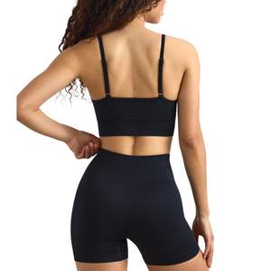 Wholesale Hot Sale Women Yoga Set Backless Padded Sports Bra and Shorts Fitness Gym Workout Seamless Activewear Two Piece Outfit - Product Image 4