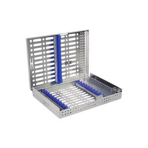 Casete de esterilización dental de acero inoxidable con soportes de silicona, bandeja autoclavable para instrumentos quirúrgicos, precio económico - Product Image 5