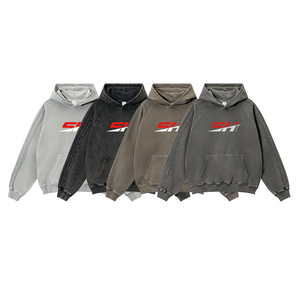 Sweat-shirts à capuche pour hommes de haute qualité, délavés à l'acide, couleur personnalisée, pulls vierges en mélange de coton doux, style streetwear, en gros - Product Image 1