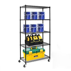 Scaffalature in Acciaio a 5 Ripiani con Ruote, Colore Nero, Certificate NSF - Product Image 3