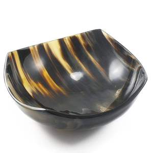 Cuencos para Servir de Cuerno de Búfalo Auténtico con Borde Dorado Pulido, Ecológicos, Aptos para Contacto con Alimentos, Estilo Vintage para Ensaladas y Fiestas - Product Image 1