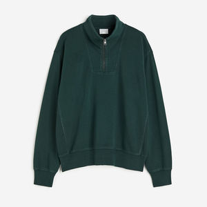 Sudadera de invierno para hombre OEM de alta calidad, con media cremallera, color liso, transpirable, ajuste cómodo, precio de fábrica 2026 - Product Image 4