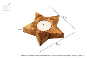 Support de bougie chauffe-plat en bois en forme d'étoile, fait main, en bois naturel, rond, pour décoration intérieure, centre de table, mariage - Product Image 6