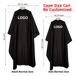 Cape de coiffeur imperméable en polyester noir, tablier de coupe de salon réglable avec fermeture à bouton-pression, suspendable et réutilisable - Product Image 4