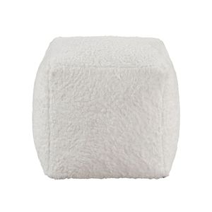 Pouf Moderno Quadrato Bianco in Tessuto Effetto Pelliccia, Poggiapiedi Antiscivolo, Sedia a Sacco 1pz - Product Image 3