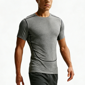 T-shirt sportif pour homme, noir, manches courtes, séchage rapide, coupe classique, col rond, tricoté, 100% coton, logo sur le devant, haute extensibilité, vêtements de sport - Product Image 6
