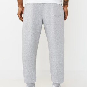 Men's Gray Cotton Sweatpants Elastic Waist <b>Drawstring</b> Casual Joggers Side Pockets Midweight Autumn Wear - Product Image 2