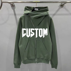 Vente en gros de sweats à capuche surdimensionnés personnalisés de haute qualité à bas prix, avec fermeture éclair asymétrique, style hip-hop pour hommes, haute qualité - Product Image 3