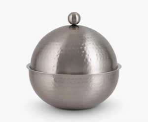 Casserole sphérique en acier inoxydable martelé, récipient isotherme rond pour aliments avec couvercle en dôme, pour la table - Product Image 1