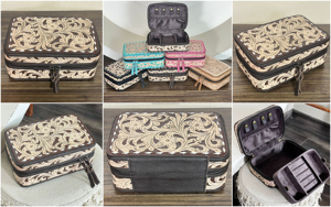Wholesale Factory Price Hand <b>Tooled</b> Floral Pattern Genuine <b>Leather</b> Jewelry case Luxury Style Jewelry Storage Organizer for Women - Product Image 3