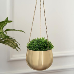 Modern <b>White</b> Ribbed Hanging <b>Planter</b> Self-Watering Plastic Flower Pot With Drainage And Metal Chain For Indoor Outdoor Home Decor - Product Image 5