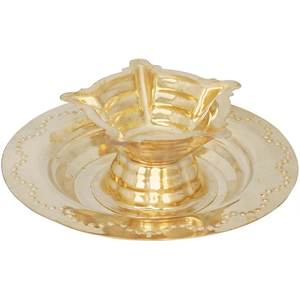 ตะเกียงทองเหลืองทำมือขนาดเล็กพร้อมไส้ตะเกียงห้าเส้นขนาด 1 นิ้ว สำหรับตกแต่งบ้าน ผลิตในอินเดียโดย Exotic India รุ่น ZEN893 เหมาะสำหรับเป็นของขวัญ - Product Image 1