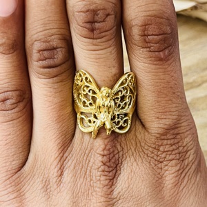 Unique Design Latest Butterfly <b>Rings</b> Boho Brass Jewelry Women 18k Gold Plated Filigree Angel Fairy Band <b>Ring</b> Wholesale/OEM/ODM - Product Image 6