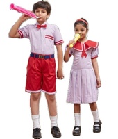 Ensemble d'uniformes scolaires professionnels de haute qualité pour enfants, garçons et filles, chemise, short, robe tablier, polyester/coton, logo personnalisé