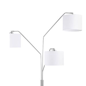 Lampada da pavimento con paralume a tamburo in nichel bianco e macchia - Product Image 2