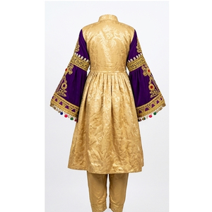 Salwar Kameez traditionnel indien pour femmes en soie, manches brodées violettes, tenue ethnique de mariage, coupe classique, robe afghane Kuchi - Product Image 2