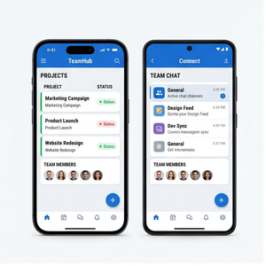 Aplicación de colaboración en equipo RoyalCraft – Gestión de proyectos, chat, herramientas de intercambio de archivos y flujo de trabajo para iOS/Android - Product Image 1