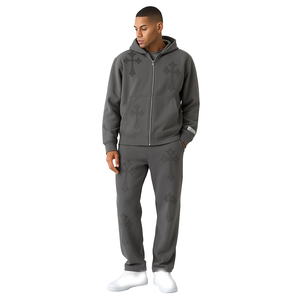 <b>Mens</b> Black and <b>White</b> Piping Detail Quarter-Zip Sweatshirt and Matching <b>Pants</b> Tracksuit OEM ODM Wholesale Apparel - Product Image 4