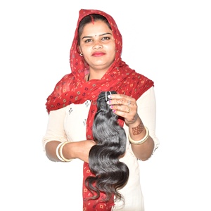 Extensions de cheveux humains vierges indiens naturels non traités, tissage lâche, ondulation naturelle, noir, en gros - Product Image 1