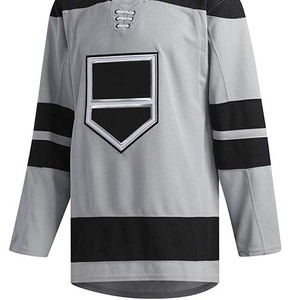 Jersey de Hockey sobre Hielo Gris para Hombre, con Bloques de Color Negro en la Parte Delantera, Logotipo, Transpirable, Manga Larga, Cuello Alto, Camiseta Deportiva - Product Image 6