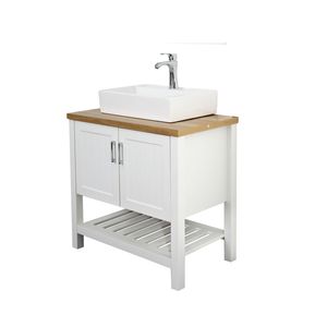 32\" Solid Wood Single Bathroom Vanity Sink <b>Cabinet</b> with Open Doors & Shelf <b>Small</b> Bathroom Vanities Set - Product Image 2