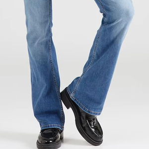 Jeans évasés classiques décontractés de qualité supérieure, jeans droits délavés pour hommes, vente en gros, jeans streetwear tendance pour femmes - Product Image 3