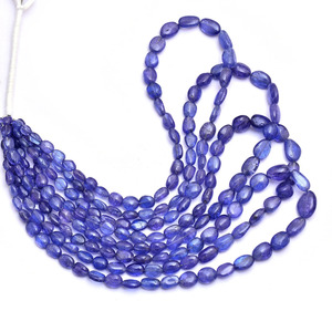 Perles de Tanzanite AAA+ ovales lisses 5x6mm-9x12mm, pépites naturelles violettes, pierres précieuses, perles roulées en vrac pour bijoux - Product Image 2