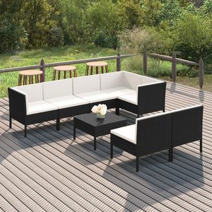 Set da salotto in Poly Rattan marrone 8 pezzi con cuscini Set da giardino - Product Image 1