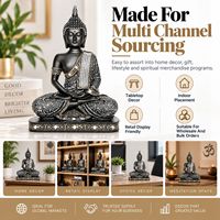 Statue de Bouddha en résine, figurine méditative, antique, noir et argent, décoration d'intérieur, fournisseur en gros, OEM, ODM, conception personnalisée