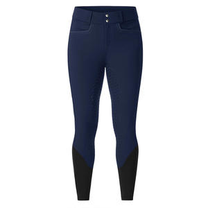 Pantalon d'équitation taille haute pour femme, gris, avec empiècements noirs et poches, extensible dans quatre directions - Product Image 4
