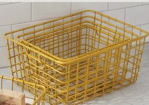 Fine Quality <b>Rectangular</b> Metal Wire <b>Storage</b> <b>Basket</b> With Handles Modern Design Multi Purpose Organizing Container - Product Image 2