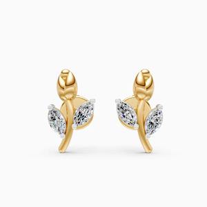 Boucles d'oreilles clous en diamant rose cultivé en laboratoire de 0,16 ct en or jaune, blanc et rose 9 carats - Product Image 1