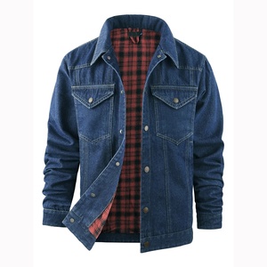 Vintage Acid Washed Denim Color Block <b>Jacket</b> Custom Cotton Quilted Satin Lining Plus Size Winter <b>Jacket</b> for Men - Product Image 2